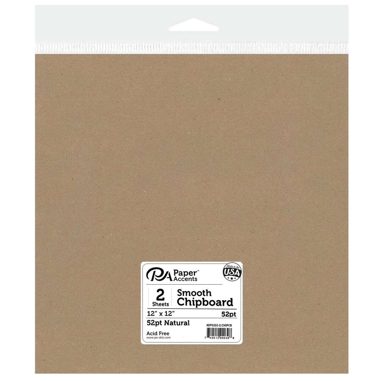 Accent Design Paper Accents Chipboard 12"x12" 1X Heavy 52pt Natural 2pc - Sturdy Chipboard for DIY, Bookbinding, Natural Chipboard Sheets for Crafts